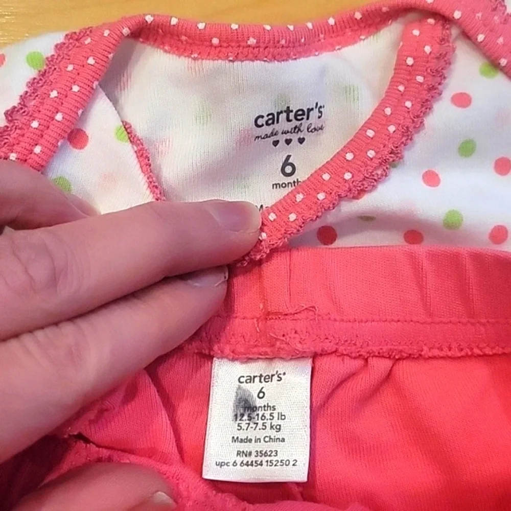 Carter's 6 month strawberry baby matching set